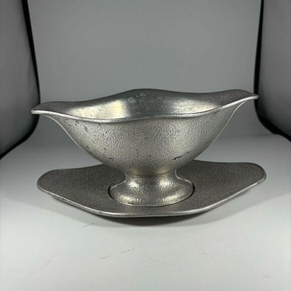 Vintage Guardian Service Ware Heavy Aluminum Sauce Gravy Boat w/Underplate‎ - Picture 1 of 10